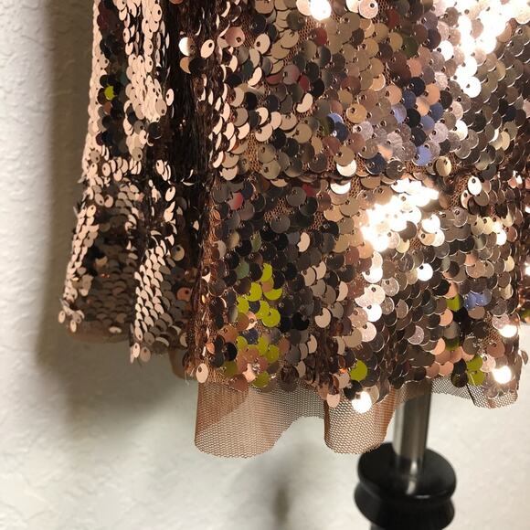 Free People copper bronze sequin open back dress size 4 - Picture 7 of 16